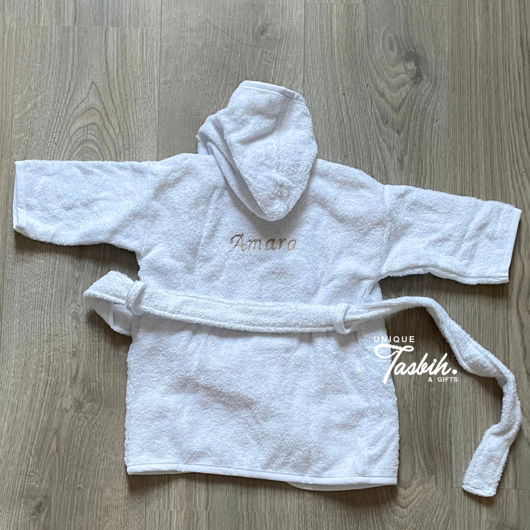 Peignoir personnalisé nouveau-né (Gris Bleu)