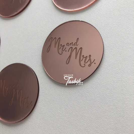 Cake decor discs Mr & Mrs (5 pieces) - Unique Tasbihs & Gifts