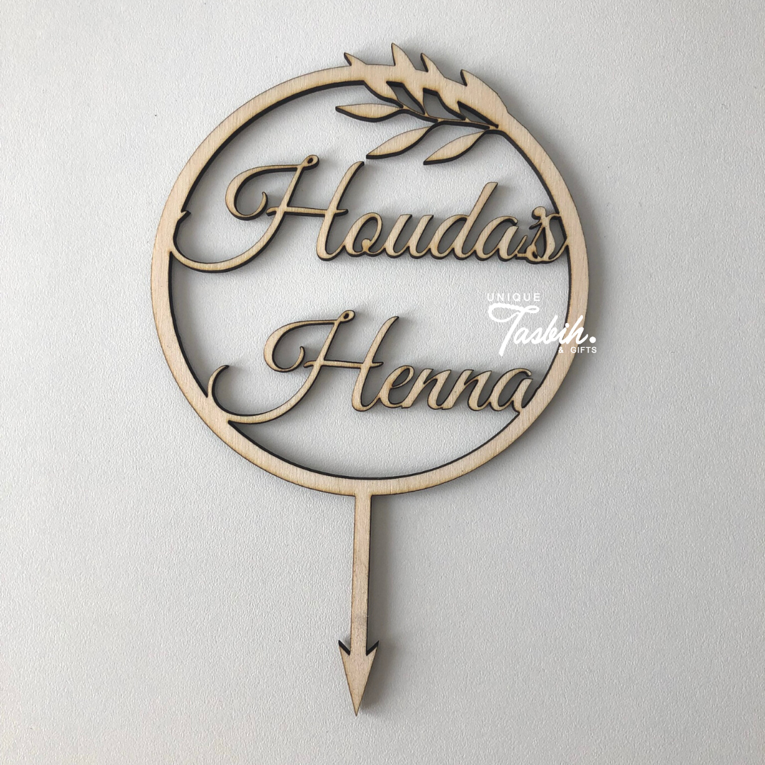 Caketopper Henna party | Circle leaves caketopper | Acryl caketopper - Unique Tasbihs & Gifts