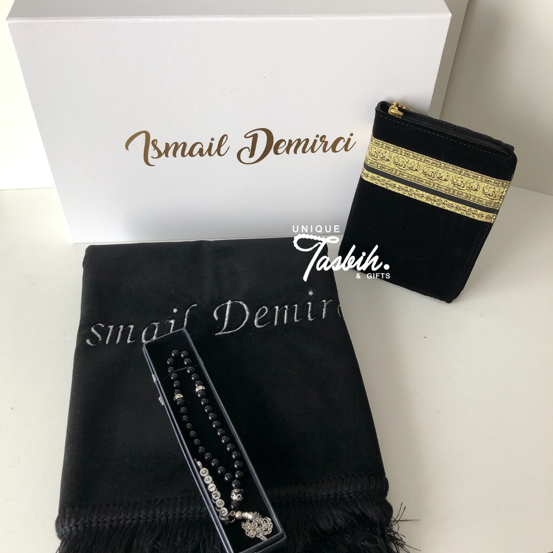 Personalised gift box Kaaba design (Rug - Arabic Quran - Tasbih) - Unique Tasbihs & Gifts