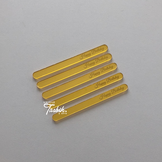 Cake decor cakepop sticks Happy Birthday (5 pieces) - Unique Tasbihs & Gifts
