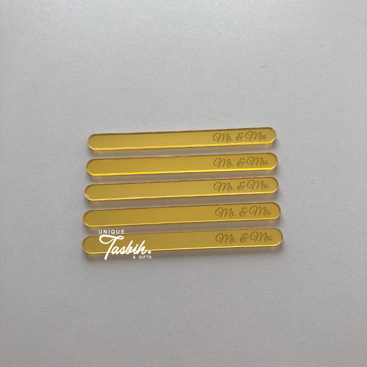 Cake decor cakepop sticks Mr & Mrs (5 pieces) - Unique Tasbihs & Gifts