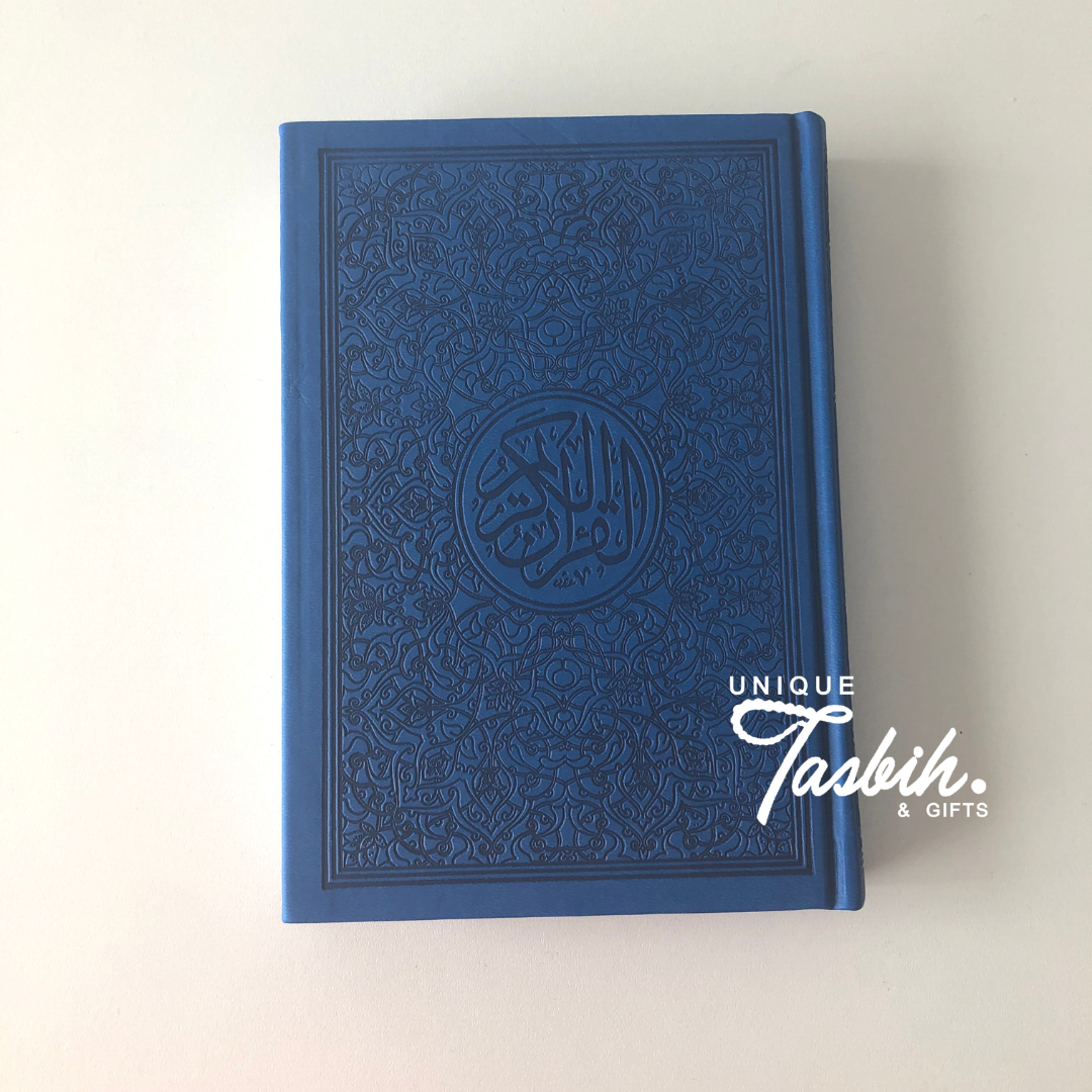 Faux leather embossed Arabic Quran with rainbow pages - Unique Tasbihs & Gifts