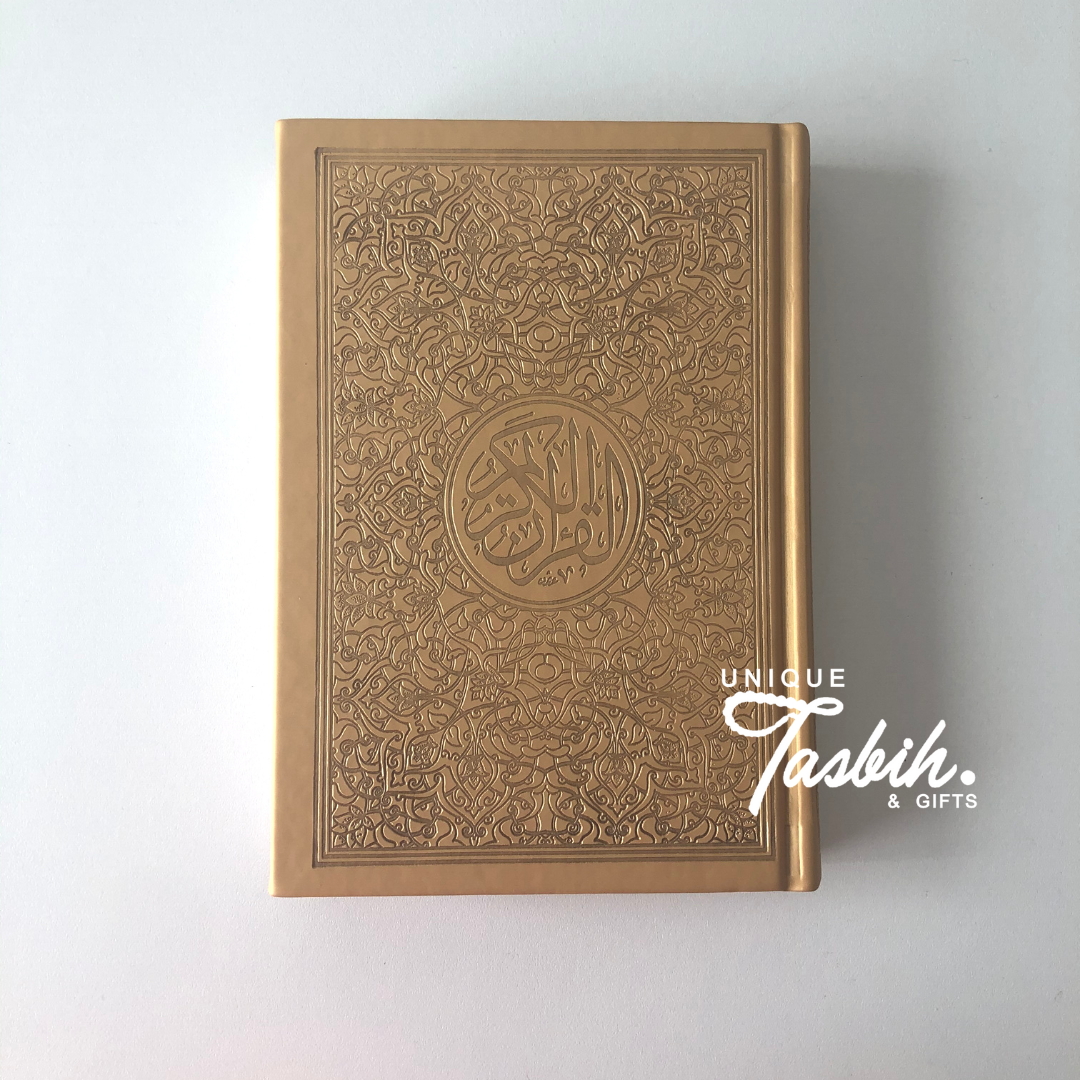 Faux leather embossed Arabic Quran with rainbow pages - Unique Tasbihs & Gifts