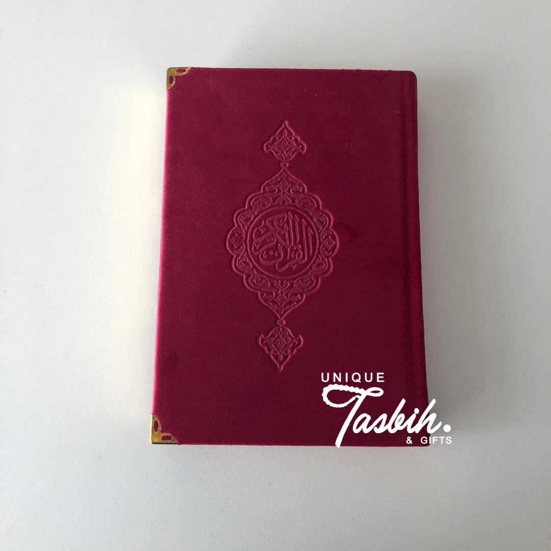 Velvet Arabic Quran with gold accents 14x20cm - Unique Tasbihs & Gifts