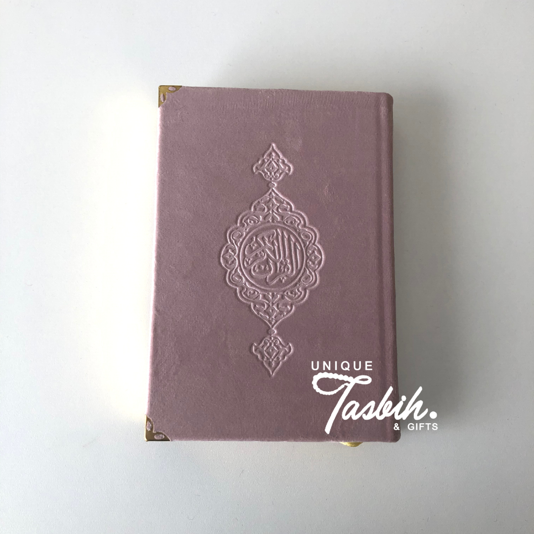 Velvet Arabic Quran with gold accents 14x20cm - Unique Tasbihs & Gifts