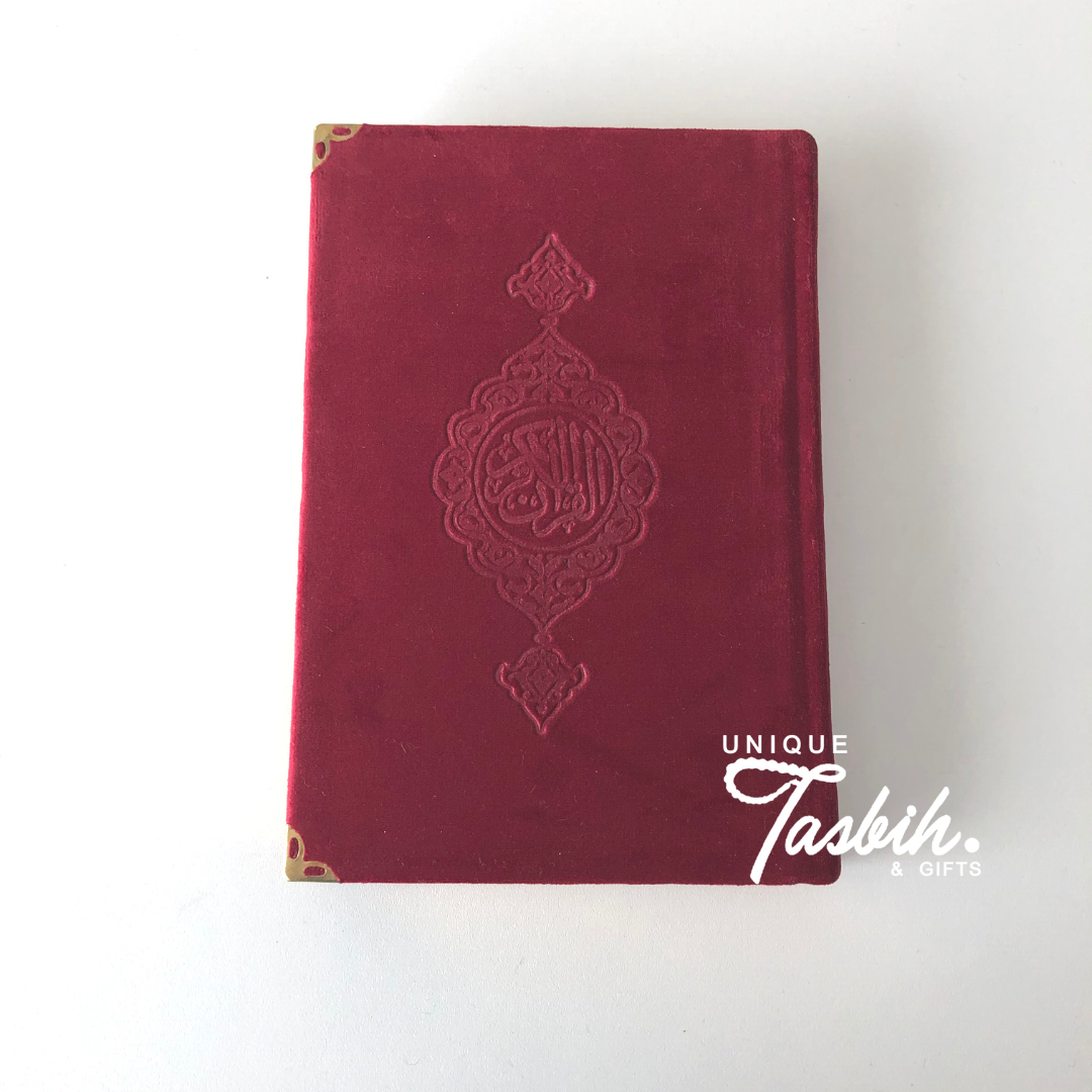 Velvet Arabic Quran with gold accents 14x20cm - Unique Tasbihs & Gifts