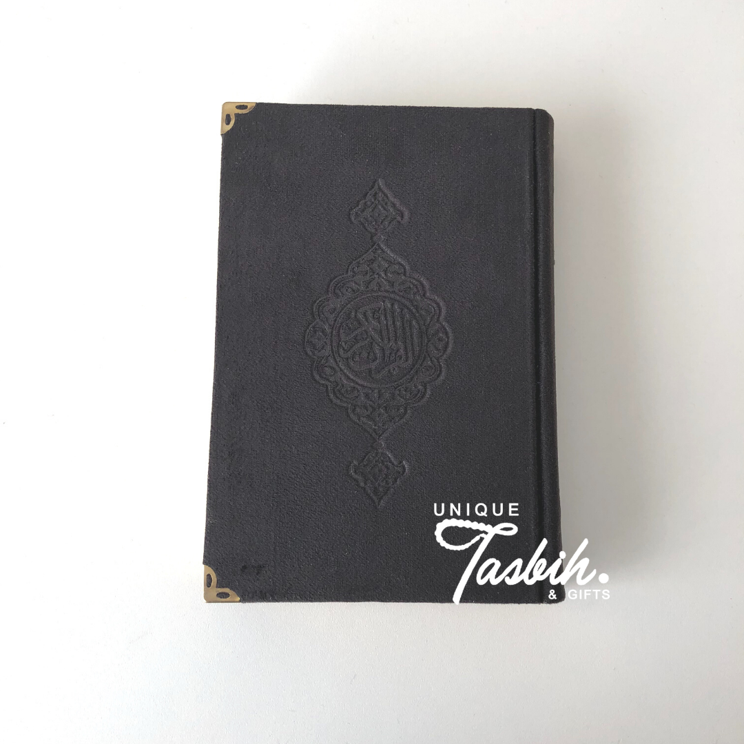 Velvet Arabic Quran with gold accents 14x20cm - Unique Tasbihs & Gifts