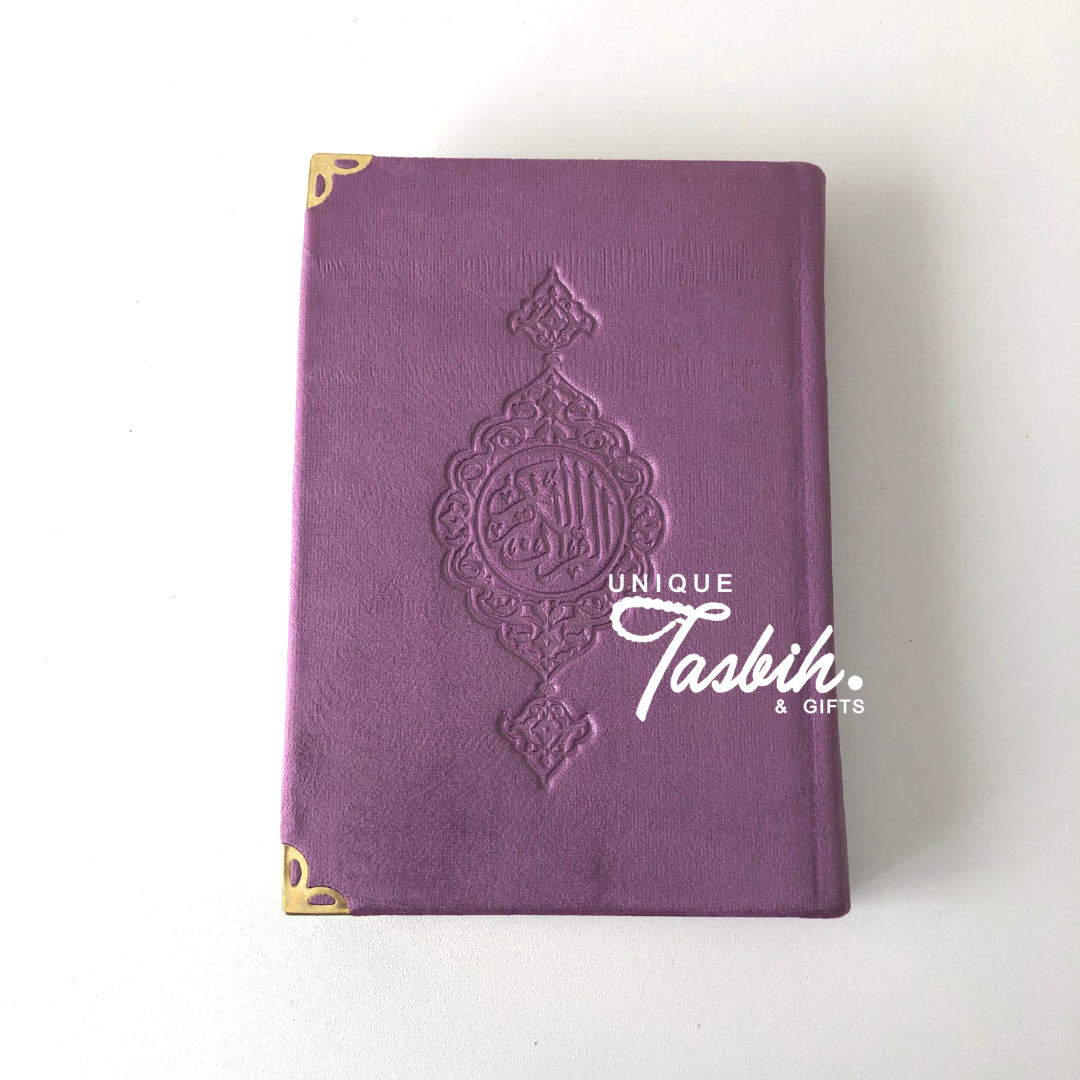 Velvet Arabic Quran with gold accents 12x17cm - Unique Tasbihs & Gifts