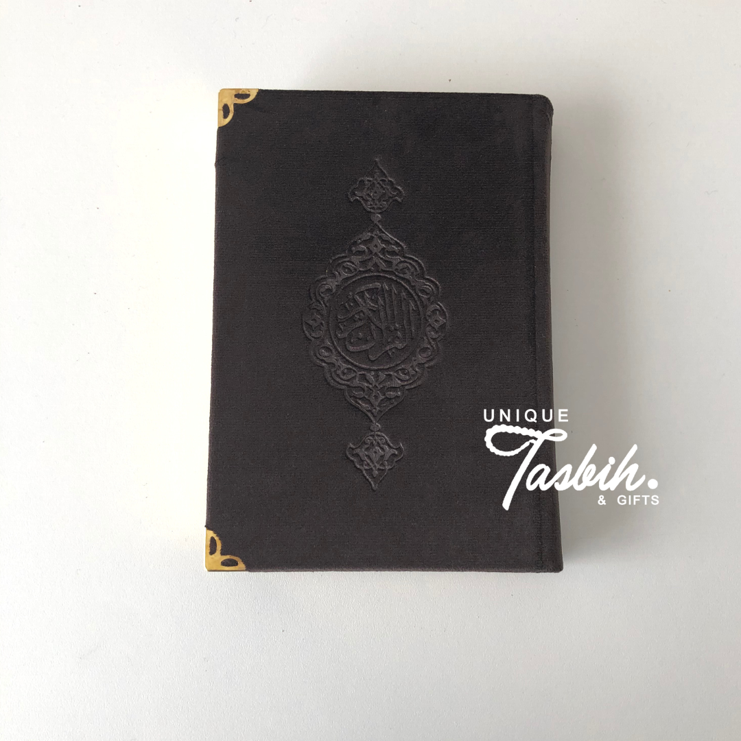 Velvet Arabic Quran with gold accents 12x17cm - Unique Tasbihs & Gifts