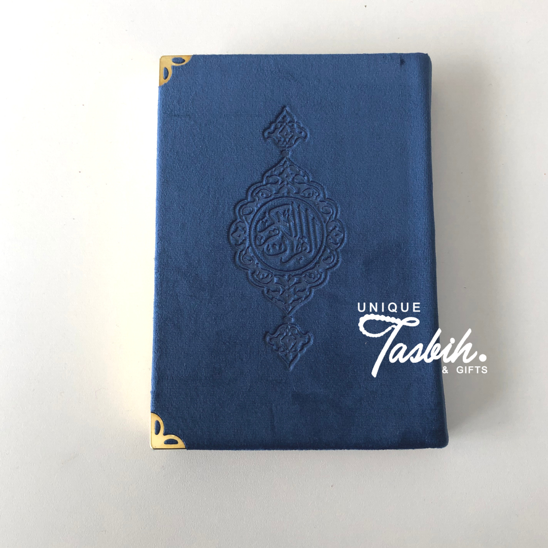 Velvet Arabic Quran with gold accents 12x17cm - Unique Tasbihs & Gifts