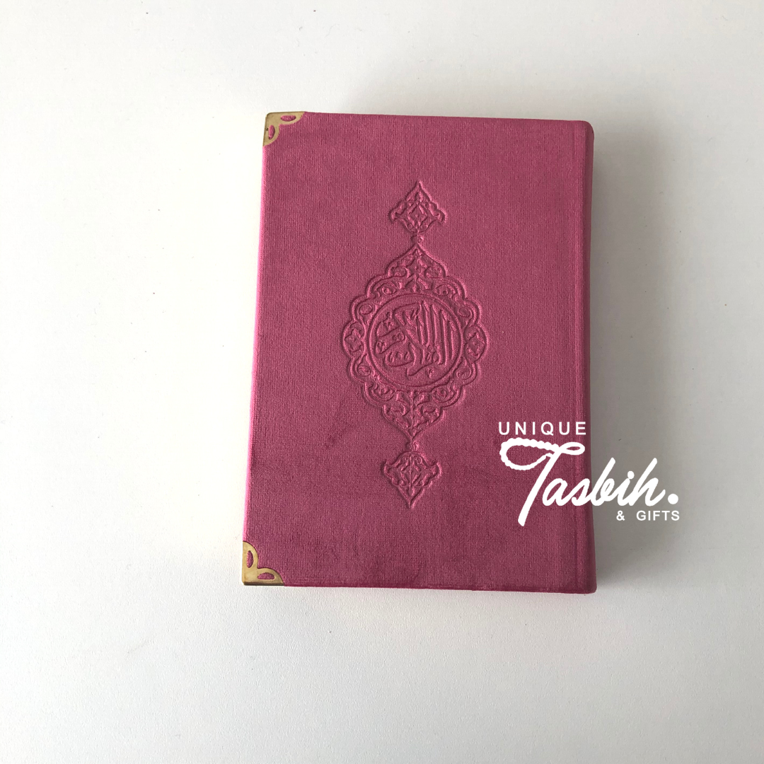 Velvet Arabic Quran with gold accents 12x17cm - Unique Tasbihs & Gifts