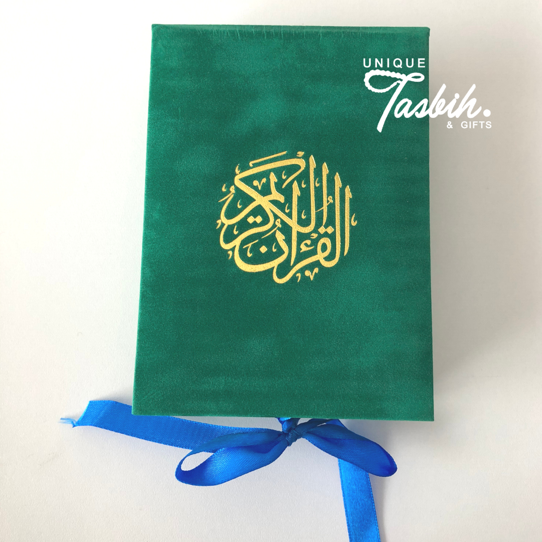 Arabic velvet Quran with matching box - Unique Tasbihs & Gifts