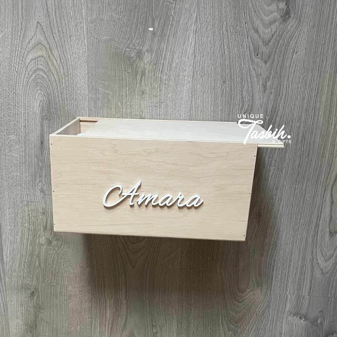 Personalised Wood box with sliding lid