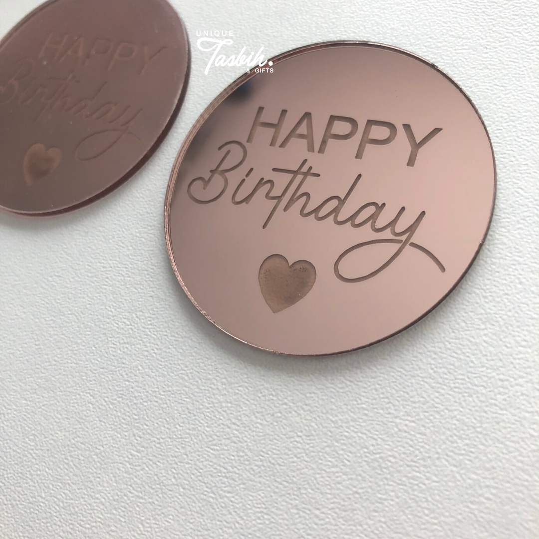 Cake decor discs Happy birthday (5 pieces) - Unique Tasbihs & Gifts