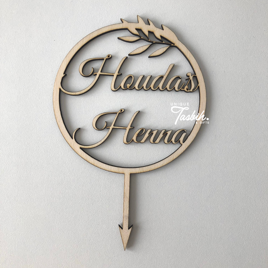 Caketopper Henna party | Circle leaves caketopper | Acryl caketopper - Unique Tasbihs & Gifts