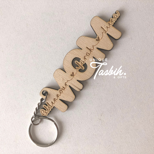 Mom personalised wood keychain - Unique Tasbihs & Gifts