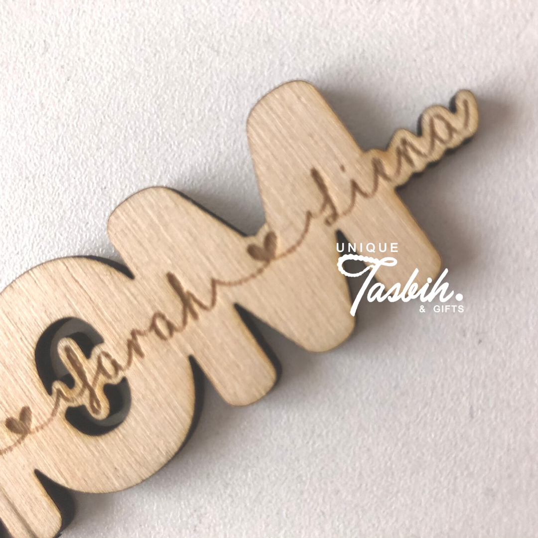 Mom personalised wood keychain - Unique Tasbihs & Gifts