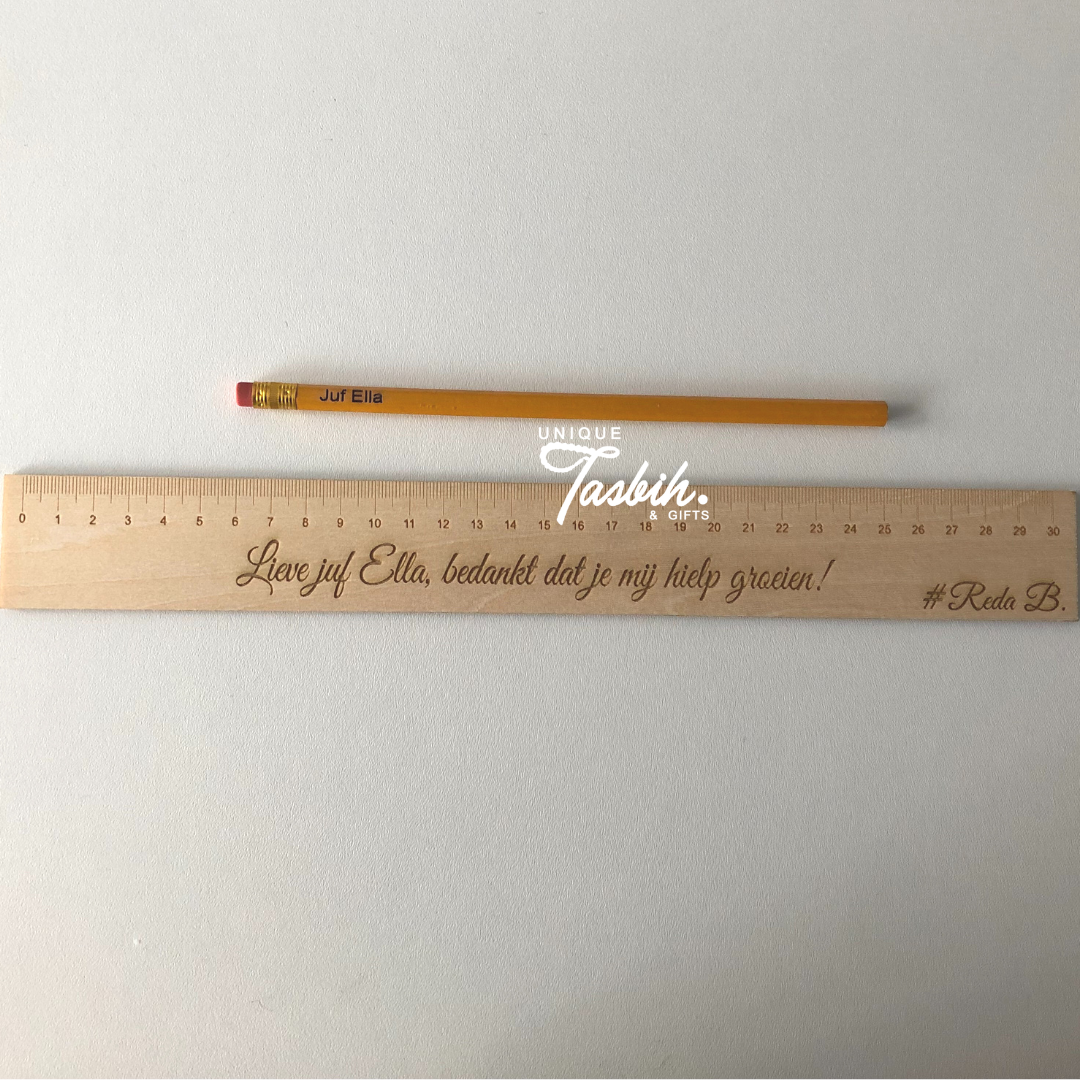 Ruler - Teacher's gift 15 or 30 cm with pencil - Unique Tasbihs & Gifts