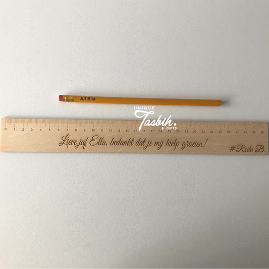 Ruler - Teacher's gift 15 or 30 cm with pencil - Unique Tasbihs & Gifts