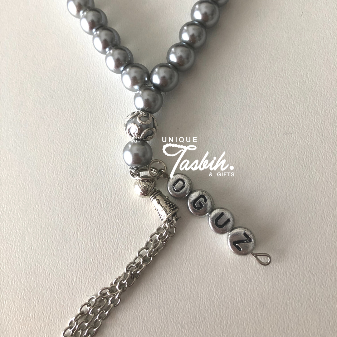 Tasbih 33 beads with silver accents and name - Unique Tasbihs & Gifts