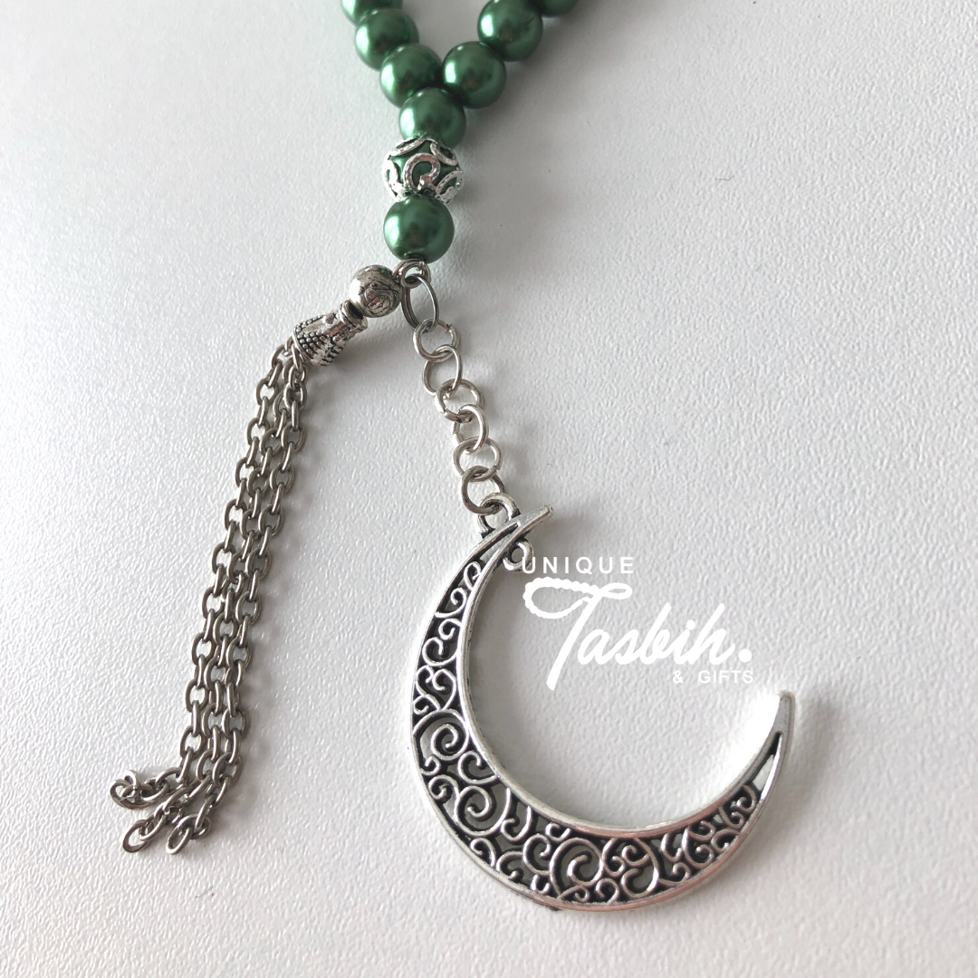 Tasbih 33 beads silver accent with pendant - Unique Tasbihs & Gifts