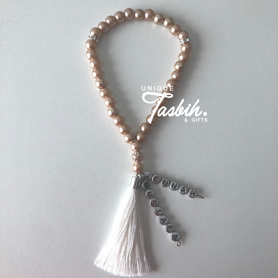 Tasbih 33 beads with silk tassel and two names - Unique Tasbihs & Gifts