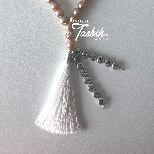 Tasbih 33 beads with silk tassel and two names - Unique Tasbihs & Gifts