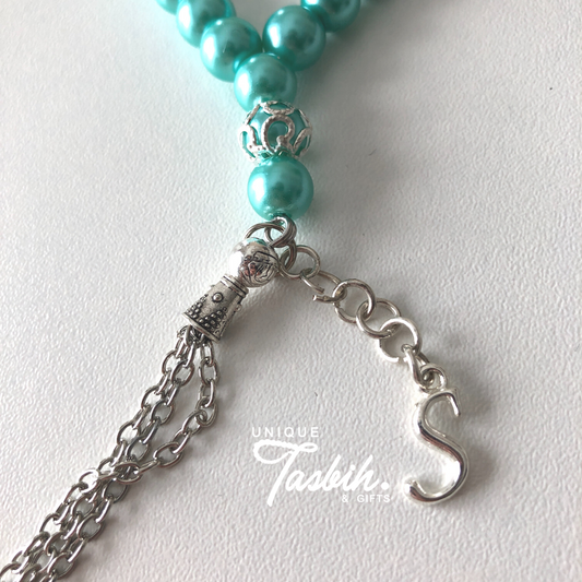 Tasbih 33 beads with silver accents and letter - Unique Tasbihs & Gifts