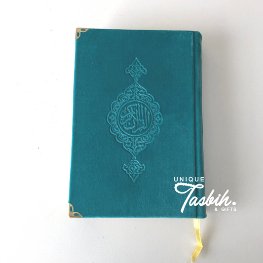 Velvet Arabic Quran with gold accents 14x20cm - Unique Tasbihs & Gifts