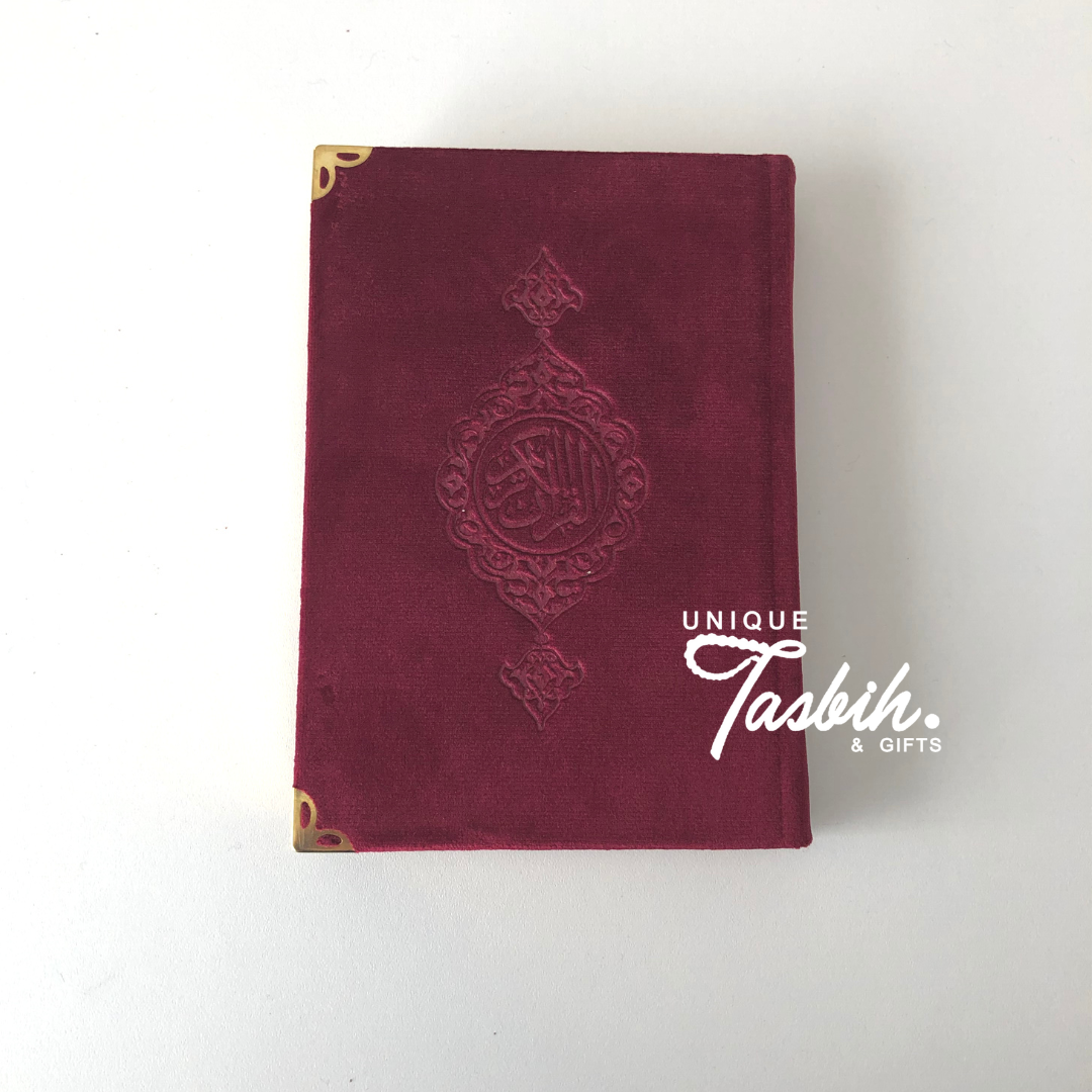 Velvet Arabic Quran with gold accents 12x17cm - Unique Tasbihs & Gifts