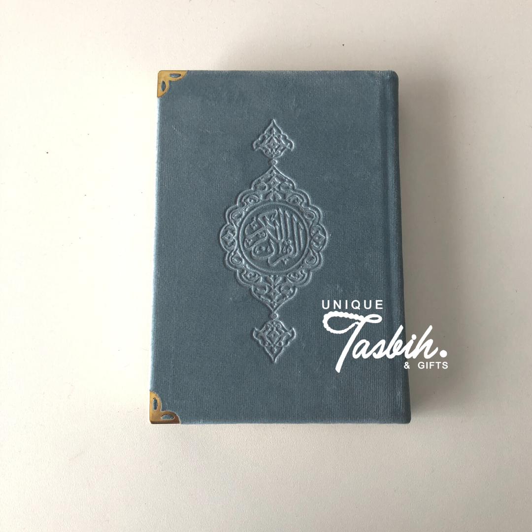 Velvet Arabic Quran with gold accents 12x17cm - Unique Tasbihs & Gifts