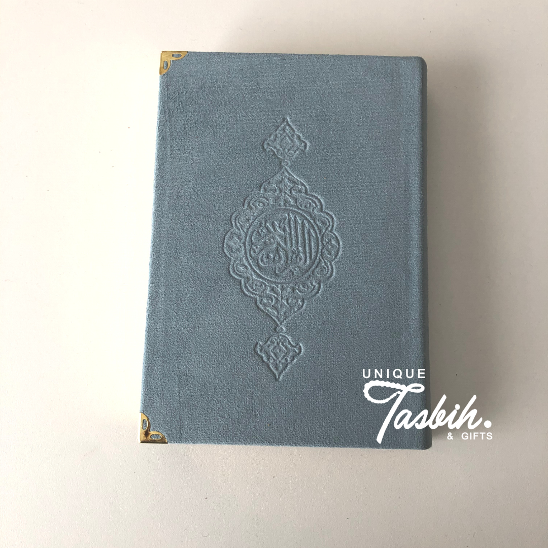 Velvet Arabic Quran with gold accents 14x20cm - Unique Tasbihs & Gifts