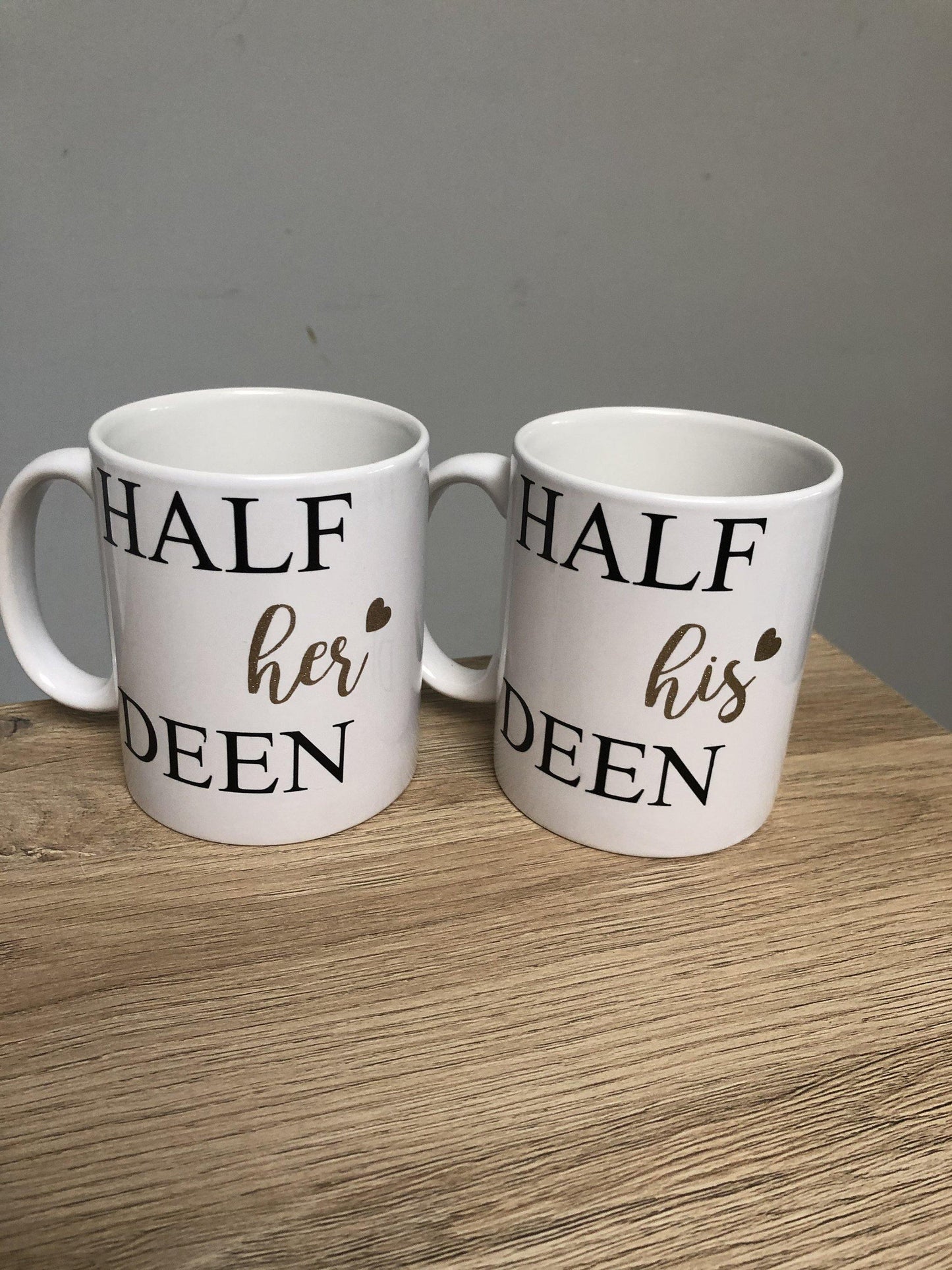 Half his Deen Half her Deen Couple coffee mugs - Unique Tasbihs & Gifts