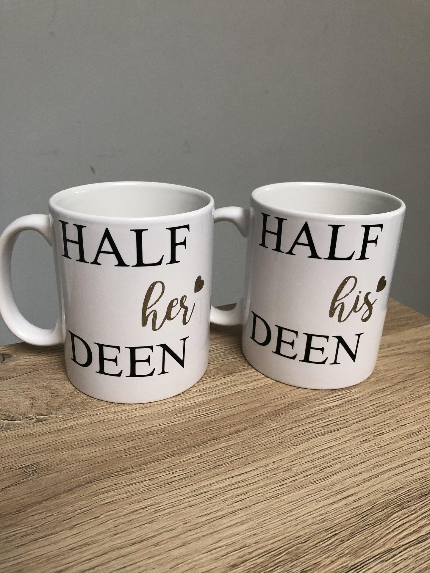 Half his Deen Half her Deen Couple coffee mugs - Unique Tasbihs & Gifts