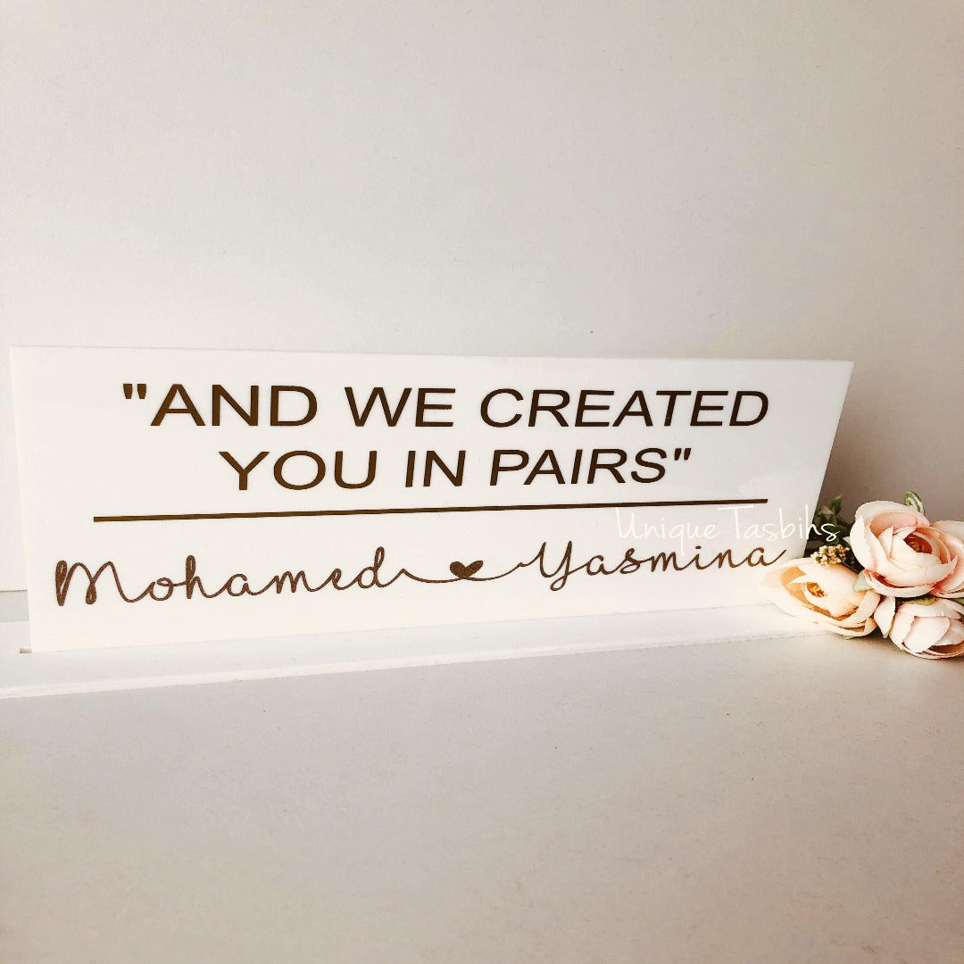 Muslim couple personalised freestand decoration - Unique Tasbihs & Gifts
