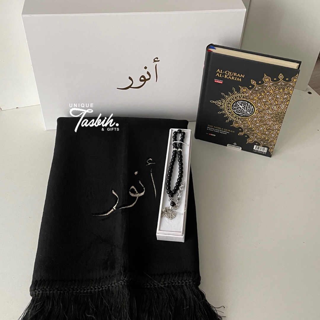 Gepersonaliseerde cadeauset (Tapijt - Tasbih - Engelse Koran)