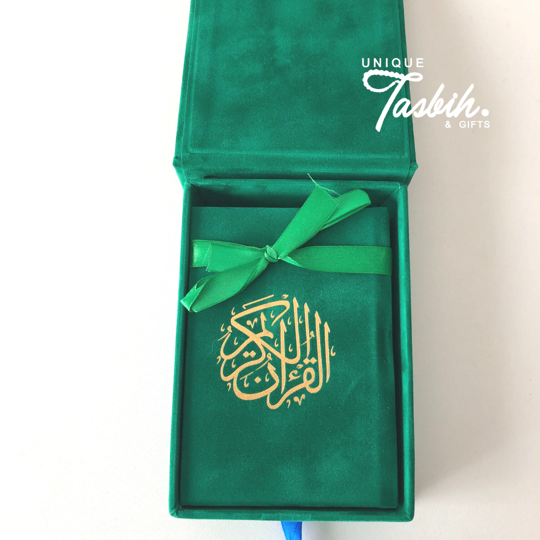 Arabic velvet Quran with matching box - Unique Tasbihs & Gifts