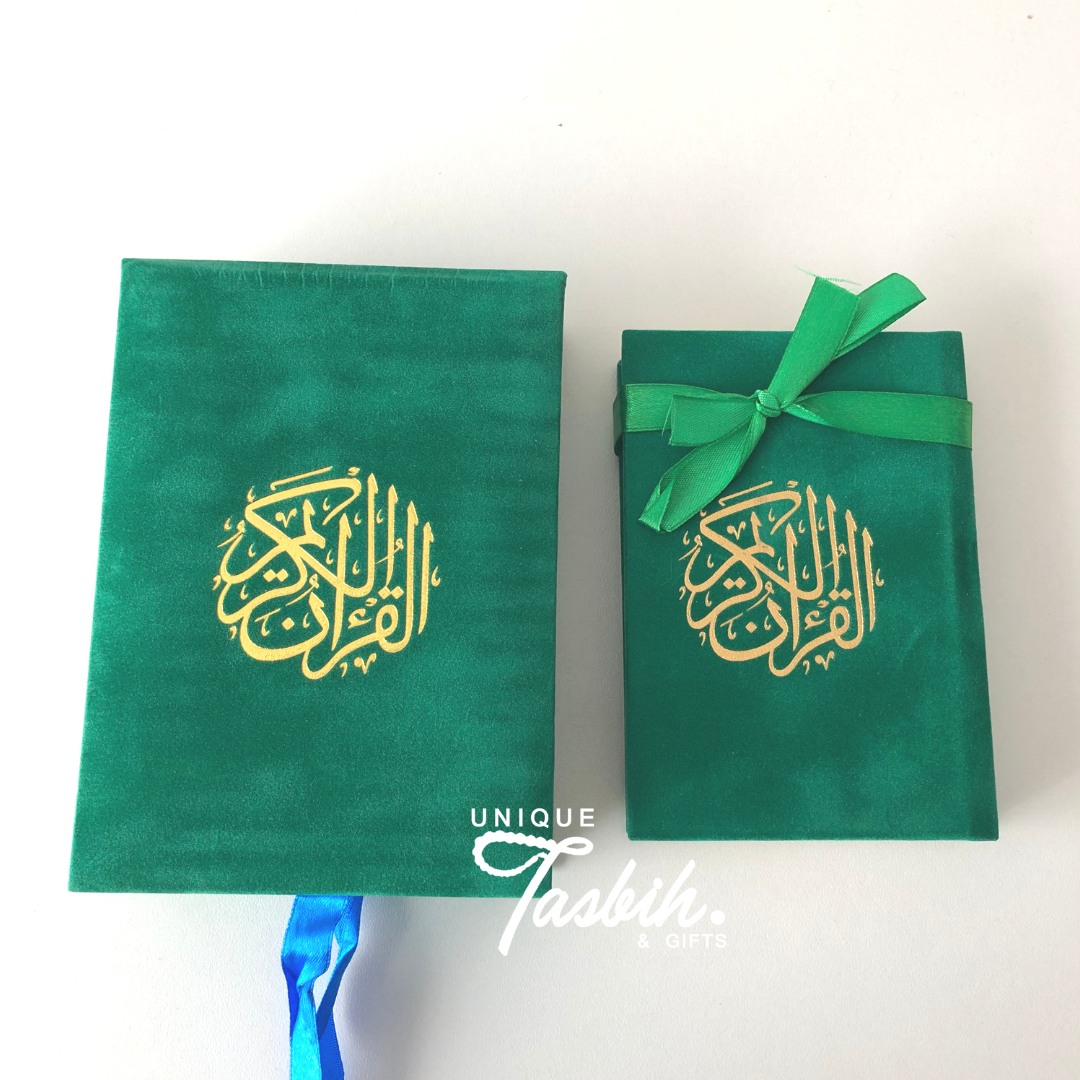 Arabic velvet Quran with matching box - Unique Tasbihs & Gifts
